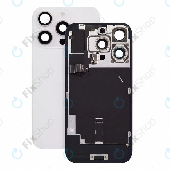 Sticlă carcasă spate pentru iPhone 16 Pro, White Titanium, Pulled A