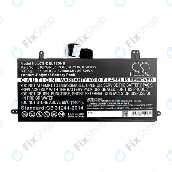 Baterie pentru Dell Latitude 5290, Latitude 12 5285, 5200mAh, Li-Pol, 7.6V, J0PGR, HQ