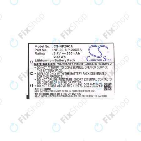 Baterie pentru Casio Exilim Card Ex-S880, 650mAh, Li-Ion, 3.7V, NP-20, HQ