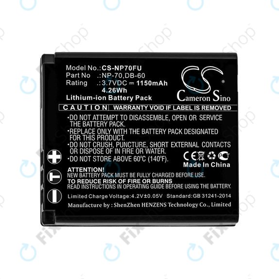 Baterie pentru Panasonic Lumix DMC-FX01, 1150mAh, Li-Ion, 3.7V, CGA-S005, HQ