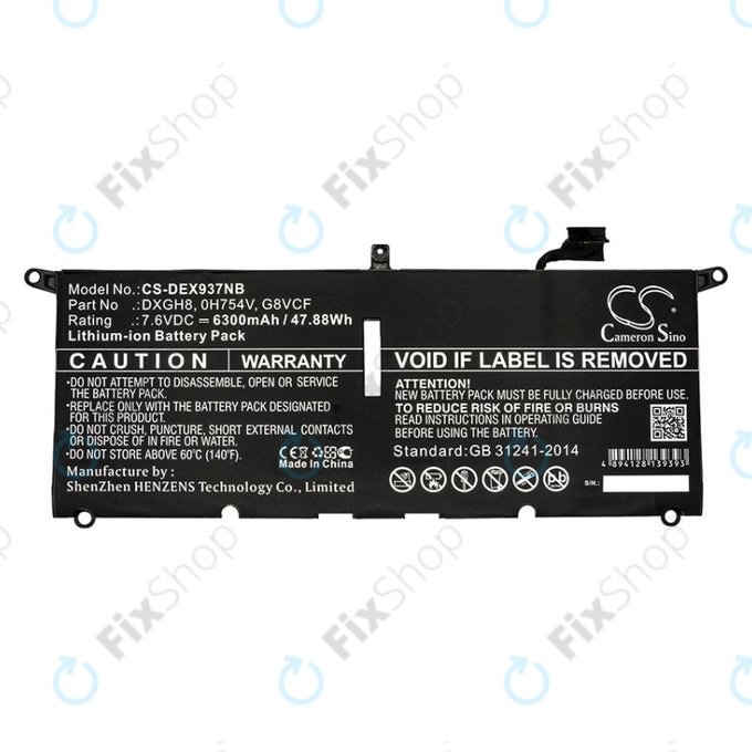 Baterie pentru Dell XPS 13 9370, 6300mAh, Li-Ion, 7.6V, DXGH8, HQ