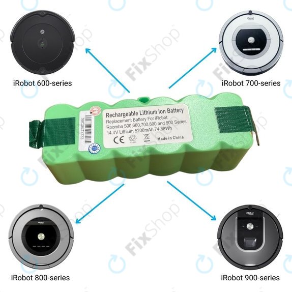 iRobot Roomba 600, 700, 800, 900-series - Baterie 2130LI, 4502233, 4374392 Li-Ion 14.4V 5200mAh