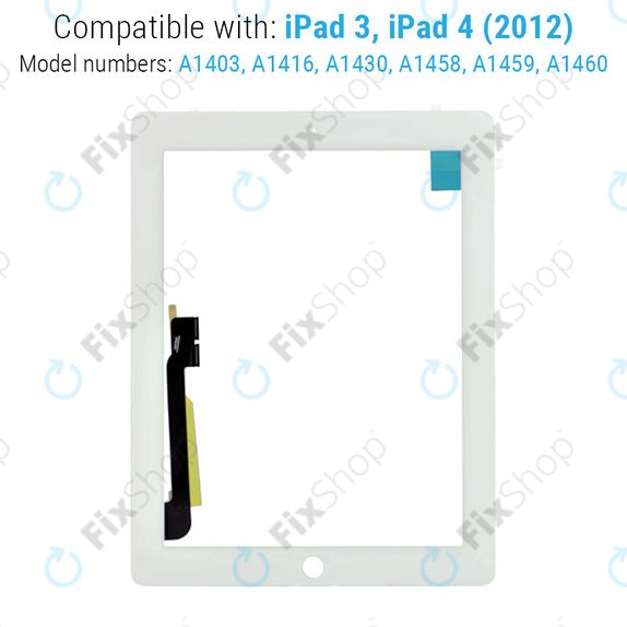 Sticlă Tactilăl cu buton Home pentru iPad 3, iPad 4, White