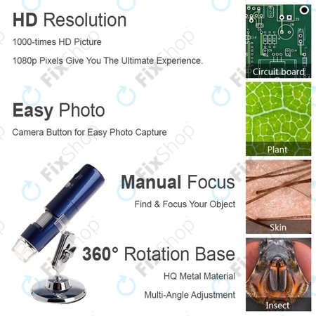 Wi-Fi Microscop digital portabil / Cameră / Lupa (1080p)