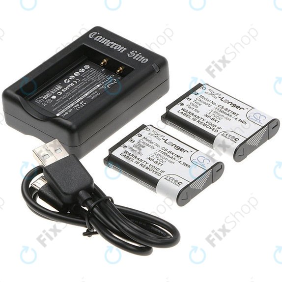 2 baterii cu încărcător pentruSony Cyber-shot DSC-RX100, Cyber-shot DSC-WX300B, 1150mAh, Li-Ion, 7.4V, NP-BX1, HQ