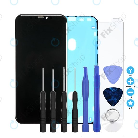Ecran In-Cell pentru iPhone XR, Sticlă tactilă cu ramă, Adeziv (Adhesive), Sticlă temperată, Unelte, FixPremium