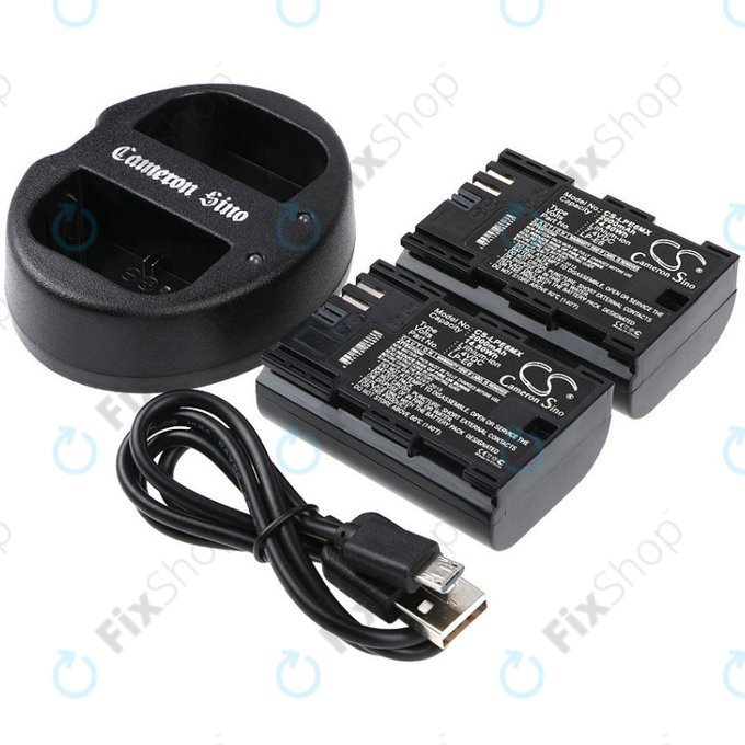 2 baterii cu încărcător pentruCanon EOS 5D Mark II, EOS 7D, 2000mAh, Li-Ion, 7.4V, LP-E6, HQ