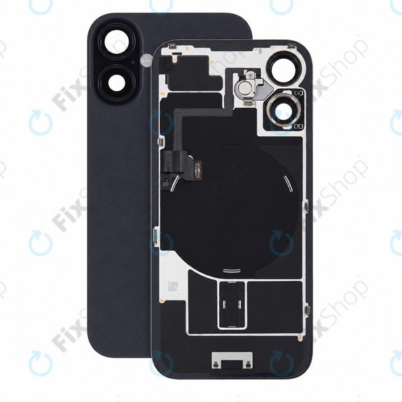 Sticlă carcasă spate pentru iPhone 16, Black, Pulled A