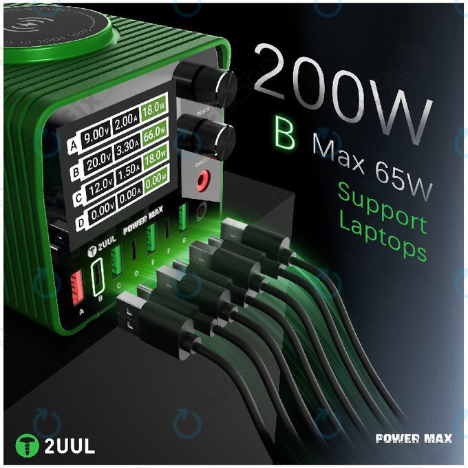 Stație de încărcare multi-port 200W, 2UUL PC01