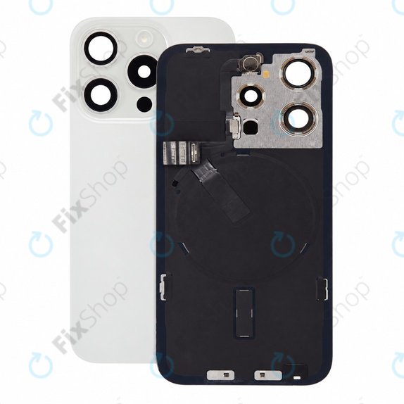 Sticlă carcasă spate pentru iPhone 15 Pro, White Titanium, Pulled A