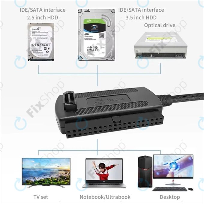 Adaptor USB 2.0 la IDE / SATA pentru HDD/SSD de 2,5" și 3,5", cu alimentare EU
