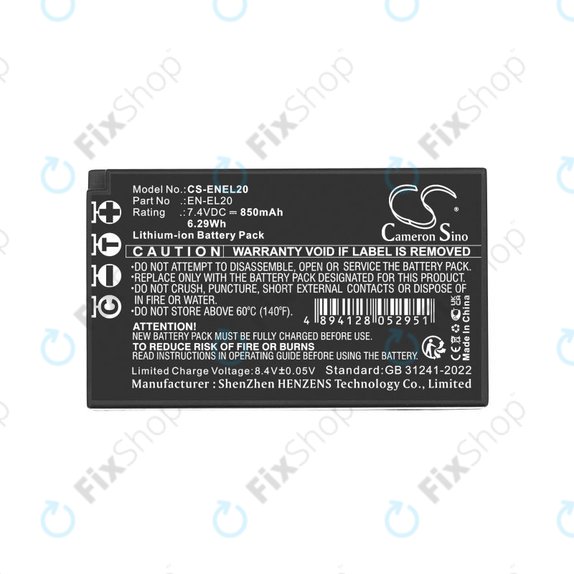 Baterie pentru Nikon Coolpix A, 850mAh, Li-Ion, 7.4V, EN-EL20, HQ