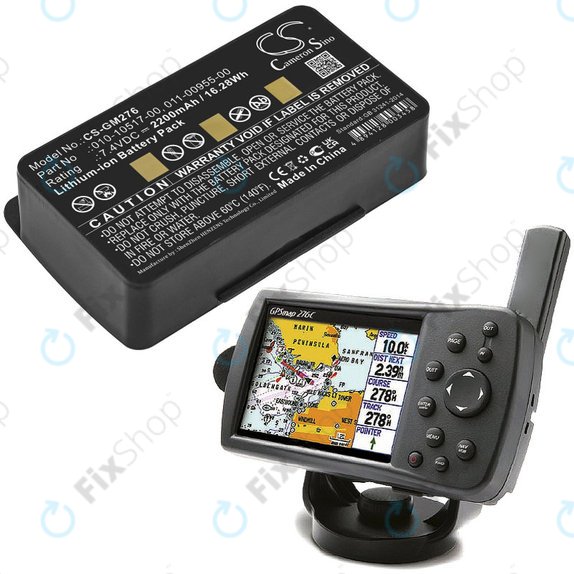 Baterie pentru Garmin GPSMAP 276, 296, 376, 378, 478, 495, 2200mAh, Li-Ion, 7.4V, 010-10517-00, HQ