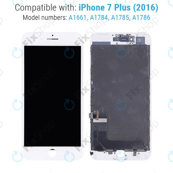 Ecran pentru iPhone 7 Plus, White, Sticlă tactilă cu ramă