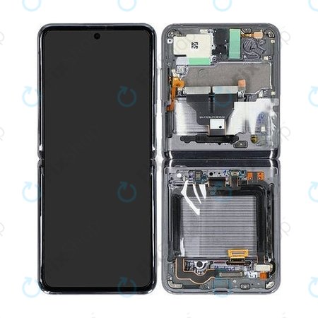 Samsung Galaxy Z Flip 5G F707B - Ecran LCD + Sticlă Tactilă + Ramă (Mystic Gray) - GH82-23351A Genuine Service Pack