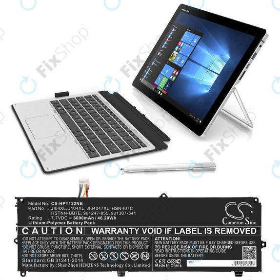 Baterie pentru HP Elite X2 1012 G2, 6000mAh, Li-Pol, 7.7V, JI04XL, HQ