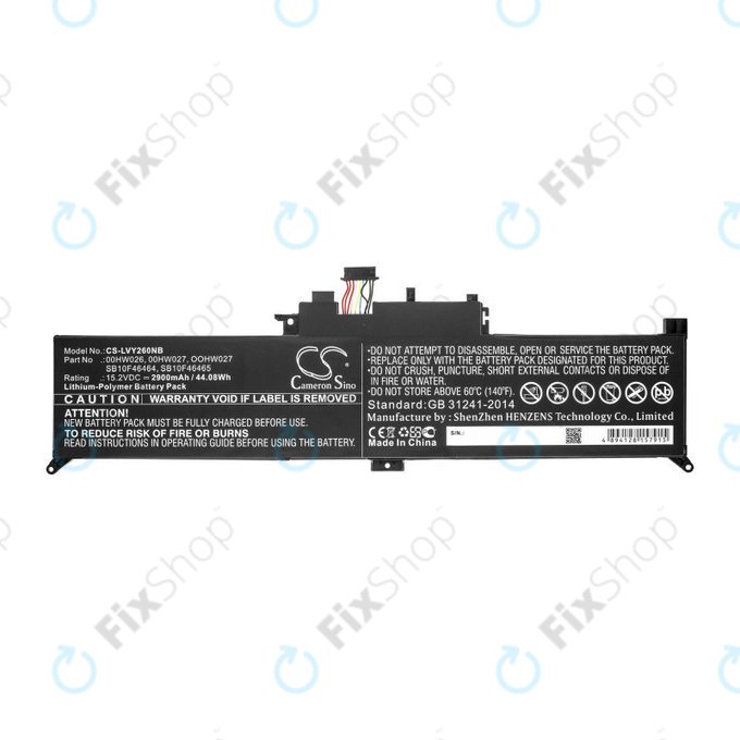 Baterie pentru Lenovo ThinkPad Yoga 260, 2900mAh, Li-Ion, 15.2V, 00HW026, HQ