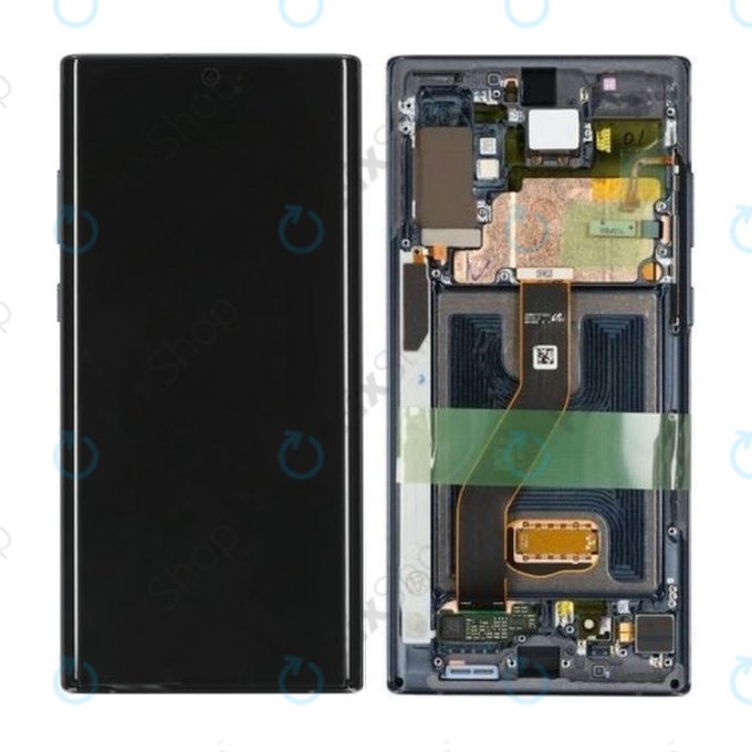 Samsung Galaxy Note 10 Plus - Ecran LCD + Sticlă Tactilă + Ramă (Aura Black) - GH82-20838A, G82-20900A Genuine Service Pack