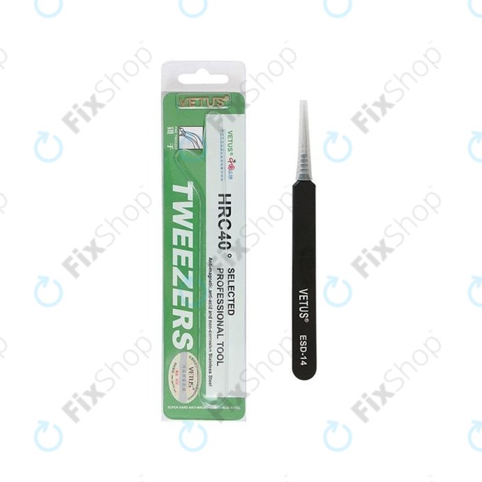 Vetus ESD-14 - Pensetă metalică antistatică cu vârf ascuțit (110mm)