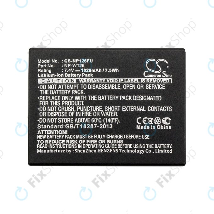 Baterie pentru Fujifilm FinePix, 1020mAh, Li-Ion, 7.4V, NP-W126, NP-W126S, HQ