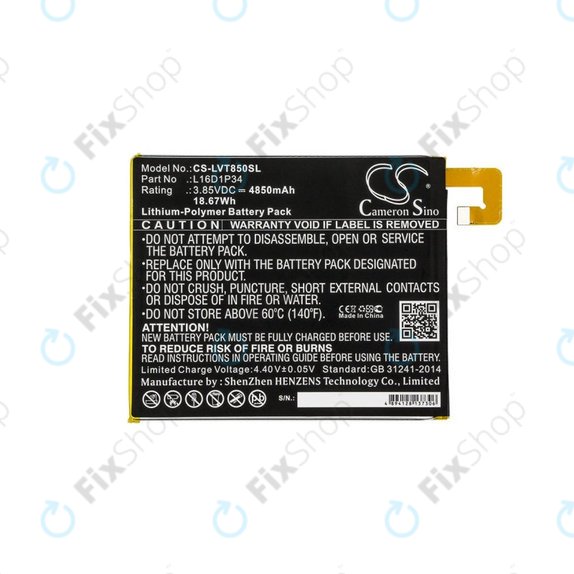 Baterie pentru Lenovo Tab 4, Lenovo TB850, 4850mAh, Li-Pol, 3.85V, L16D1P34, HQ