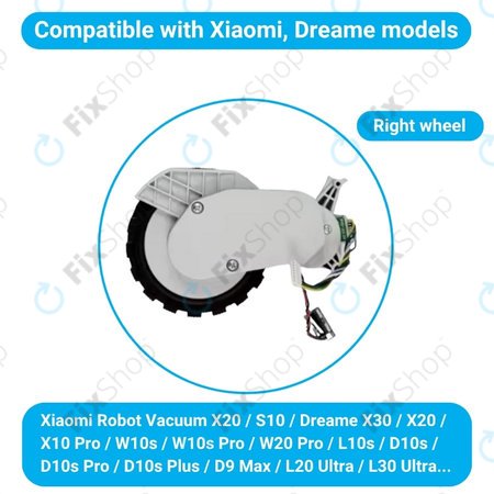 Xiaomi Robot Vacuum X20, S10, Dreame X30, X20, X10 Pro - Roată cu Motor (Dreapta) (Alb)