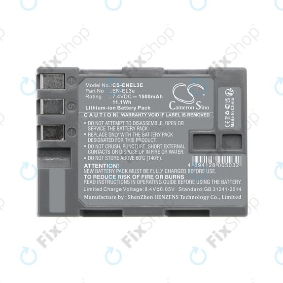Baterie pentru Nikon D100, D200, D50, D70, D70s, D80, D300S, D700, D90, D300, 1500mAh, Li-Ion, 7.4V, EN-EL3e, HQ