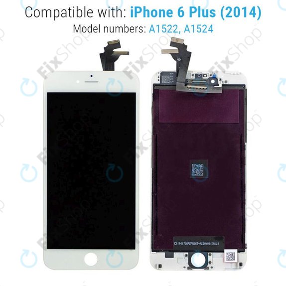 Ecran pentru iPhone 6 Plus, White, Sticlă tactilă cu ramă