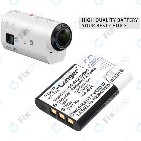 Baterie pentru Sony HDR-AZ1, 640mAh, Li-Ion, 3.7V, NP-BY1, HQ