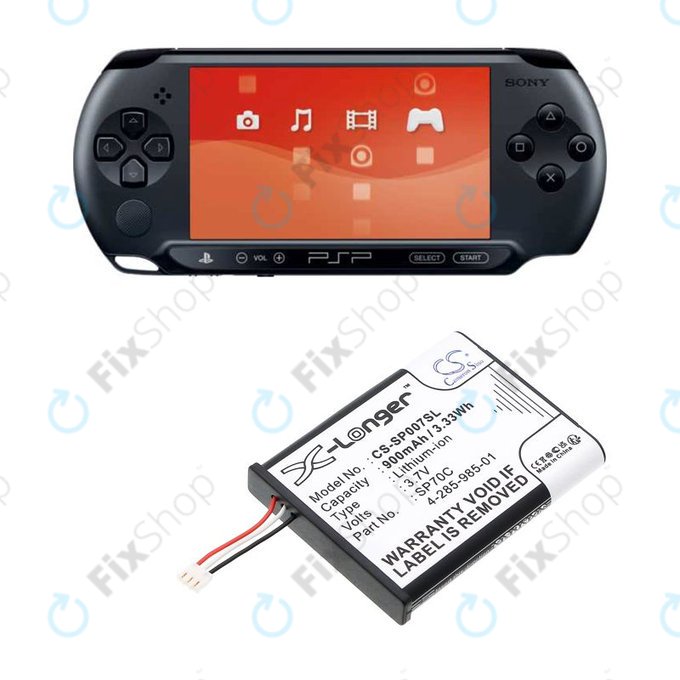 Baterie pentru Sony PSP E1000, E1002, E1004, E1008, 900mAh, Li-Ion, 3.7V, SP70C, HQ