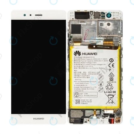 Huawei P9 - Ecran LCD + Sticlă Tactilă + Ramă + Baterie (White) - 02350RRY, 02350RKF Genuine Service Pack