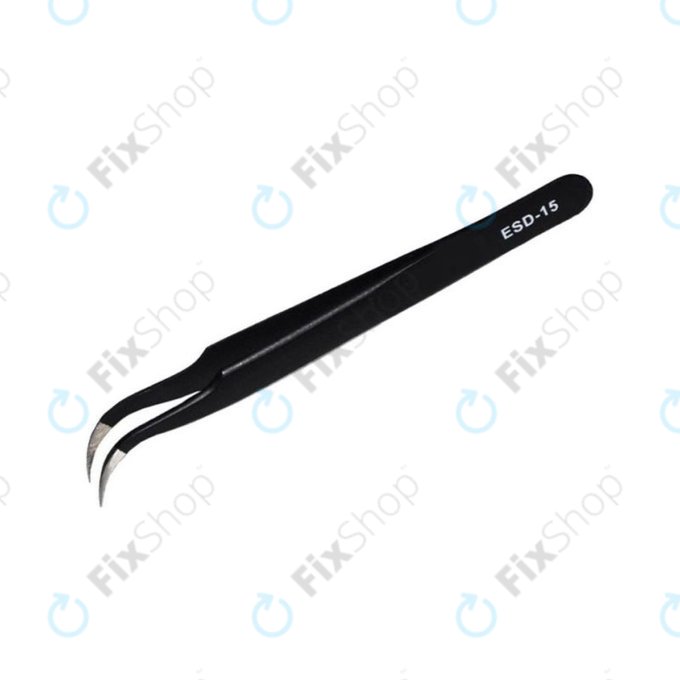 Vetus ESD-15 - Pensetă metalică antistatică cu vârf îndoit (120mm)