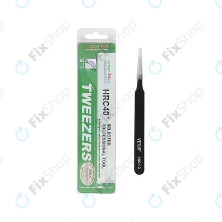 Vetus ESD-13 - Pensetă metalică antistatică cu vârf plat (115 mm)