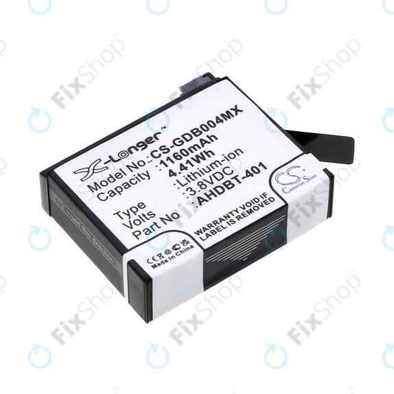 Baterie pentru GoPro Hero 4, 1160mAh, Li-Ion, 3.8V, AHDBT-401, HQ