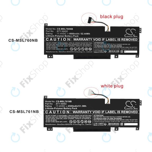 Baterie pentru MSI Pulse GL76, Katana GF66, Bravo 15, Crosshair 17, 4600mAh, Li-Pol, 11.4V, BTY-M492, HQ
