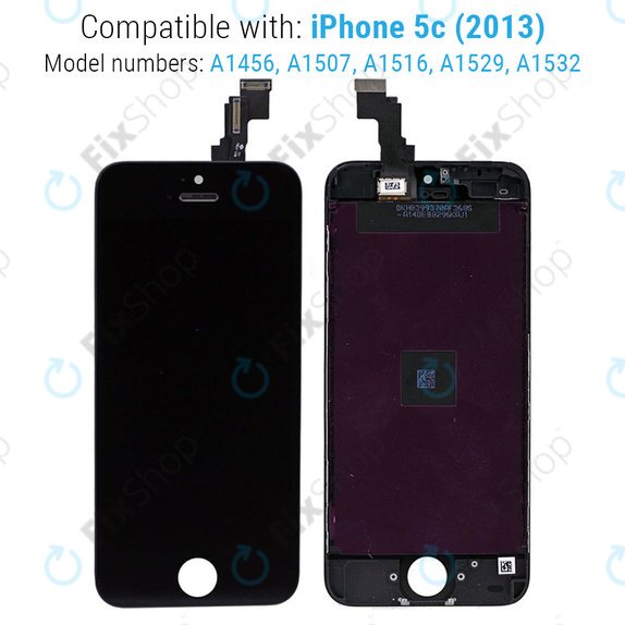 Ecran pentru iPhone 5C, Black, Sticlă tactilă cu ramă