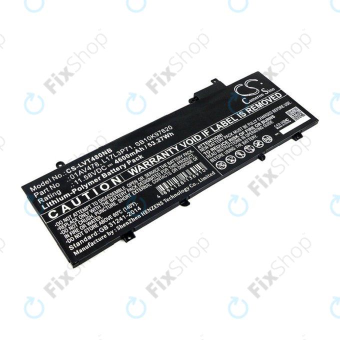 Baterie pentru Lenovo ThinkPad T480S, 4600mAh, Li-Pol, 11.58V, 01AV478, HQ