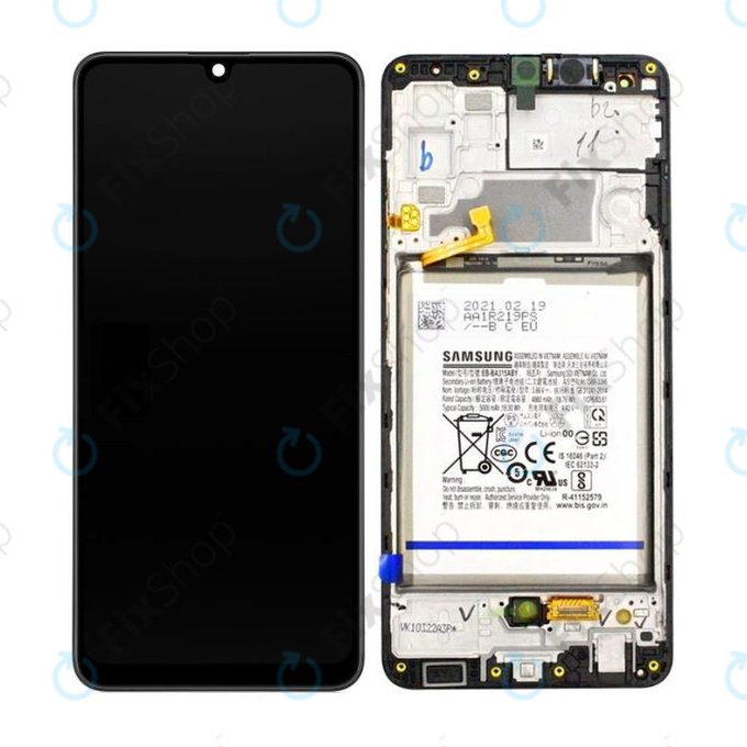 Samsung Galaxy A32 A325F - Ecran LCD + Sticlă Tactilă + Ramă + Baterie (Awesome Black) - GH82-25611A, GH82-25612A Genuine Service Pack