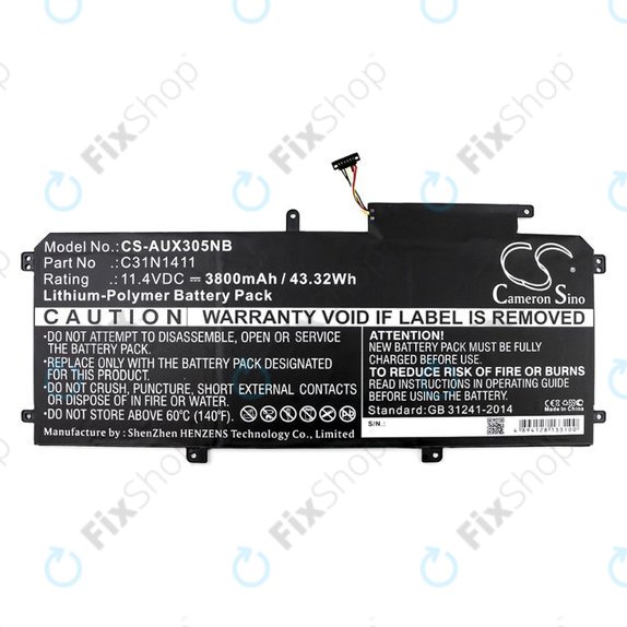Baterie pentru Asus Zenbook UX305, 3800mAh, Li-Pol, 11.4V, C31N1411, HQ
