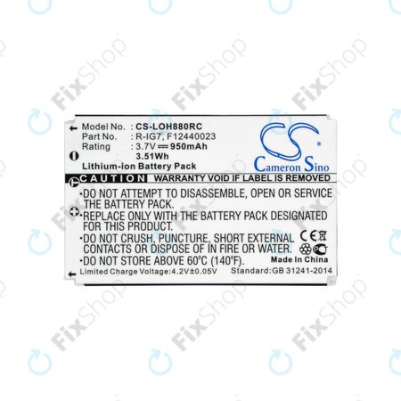 Baterie pentru Logitech Harmony 720, 780, 880, 890, 900, 950mAh, Li-Ion, 3.7V, R-IG7, HQ