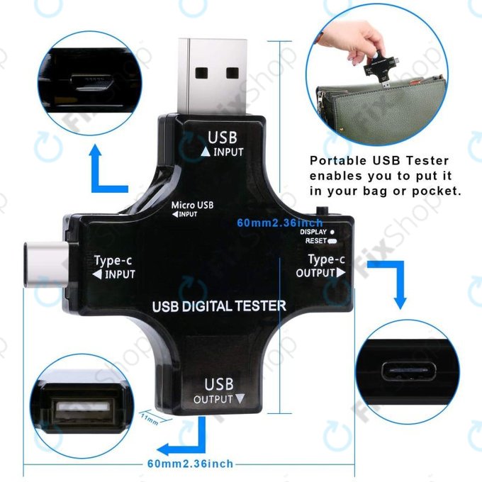 Eversame 2in1 - USB Tester / Multimeter (USB-C a USB 3.0)