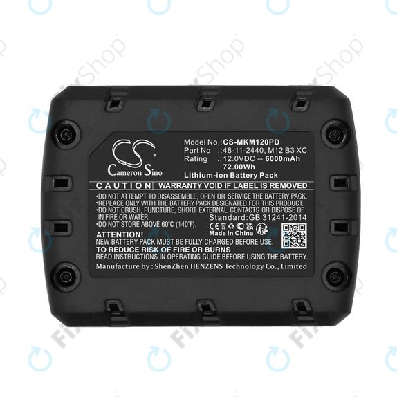 Baterie pentru Milwaukee M12 Redlithium XC 4.0, 6000mAh, Li-Ion, 12V, M12 B3 XC, M12 B4 XC, HQ