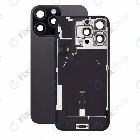 Sticlă carcasă spate pentru iPhone 16 Pro Max, Black Titanium, Pulled A