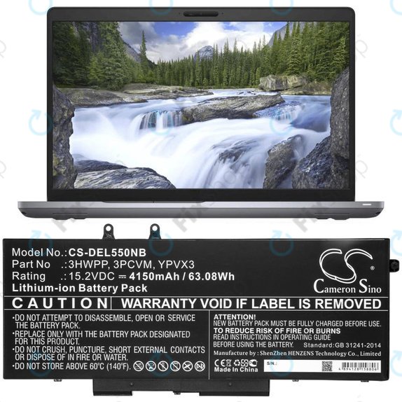 Baterie pentru Dell Latitude 5501, Latitude 5401, Latitude 14 5410, Latitude 15 5511, 4150mAh, Li-Ion, 15.2V, 3HWPP, HQ