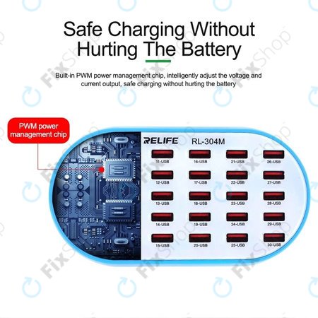 Relife RL-304M - Stație de încărcare inteligentă a serviciilor - 30x USB / 160W