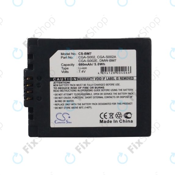 Baterie pentru Panasonic DMC-FZ10, 680mAh, Li-Ion, 7.4V, CGA-S002, HQ
