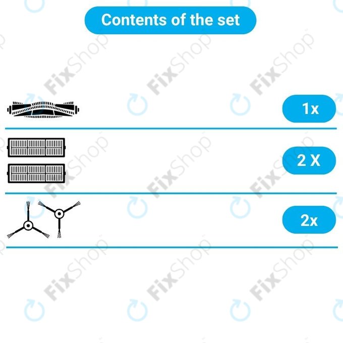 Set de piese de schimb pentru Xiaomi Dreame Bot L10 Pro, D9, D9 Pro, D9 Max, Trouver LDS (1x Perie principală, 2x Filtre, 2x Perii laterale)