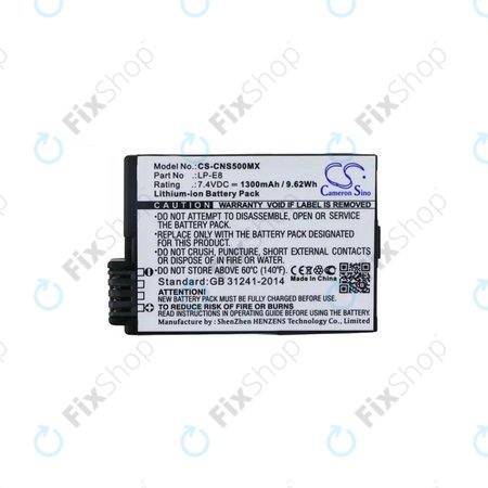 Canon EOS 550D, 600D, 650D, 700D, Kiss X4, X5, X6i, Rebel T2i, T3i, T4i, T5i - Baterie LP-E8 Li-Ion 1300mAh HQ