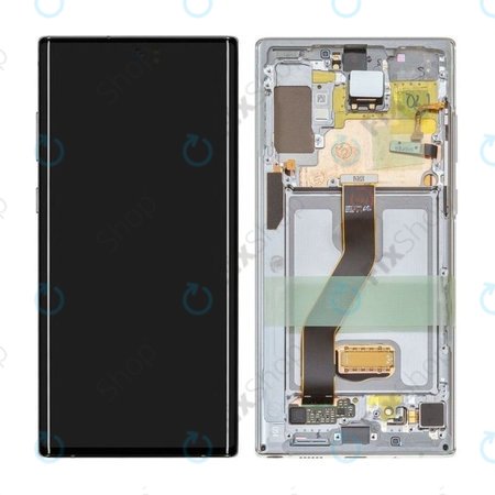 Samsung Galaxy Note 10 Plus - Ecran LCD + Sticlă Tactilă + Ramă (Aura White) - GH82-20838B, G82-20900B Genuine Service Pack