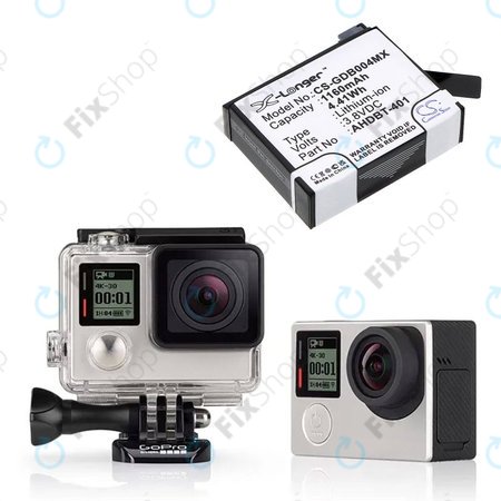 Baterie pentru GoPro Hero 4, 1160mAh, Li-Ion, 3.8V, AHDBT-401, HQ